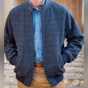 Men’s Peter Christian Navy Harris Tweed® Harrington Jacket size 42
